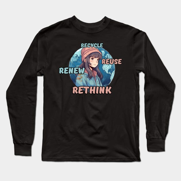 Recycle Reuse Renew Rethink Long Sleeve T-Shirt by LetsGetInspired